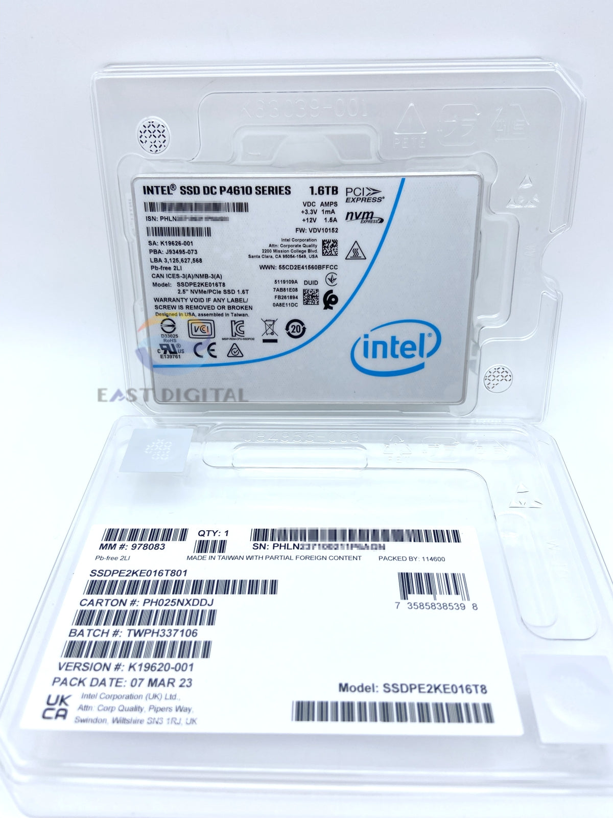 SSDPE2KE016T8 Intel DC P4610 Series 1.6TB 2.5" PCIe NVMe U.2 Solid State Drive