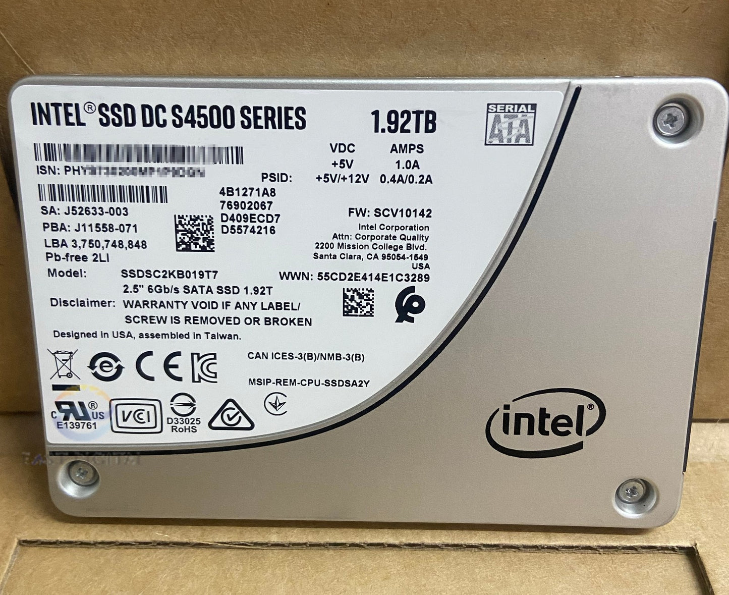 Intel SSDSC2KB019T7 DC S4500 1.92TB 6Gbs SATA 7mm TLC 2.5" Solid State Drive NEW