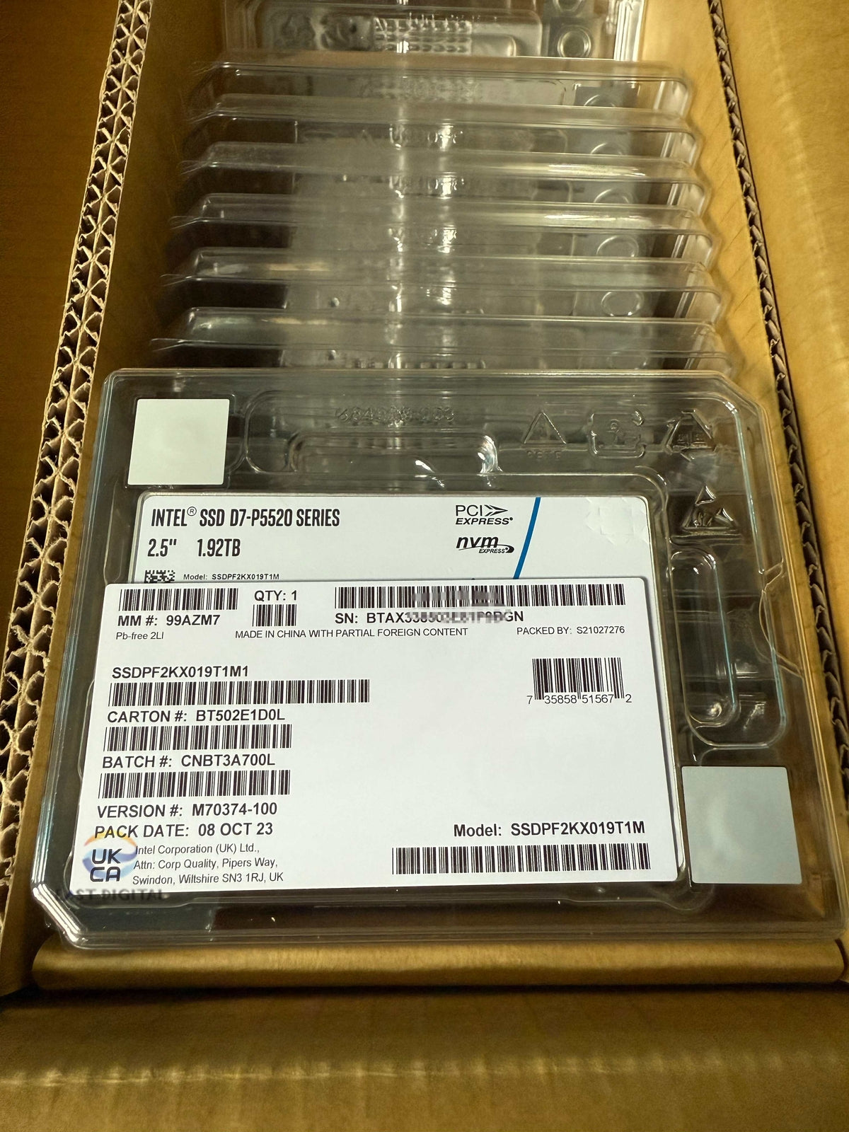 Intel SSDPF2KX019T1M P5520 1.92TB PCIE4.0 NVMe U.2 2.5" SSD Brand New