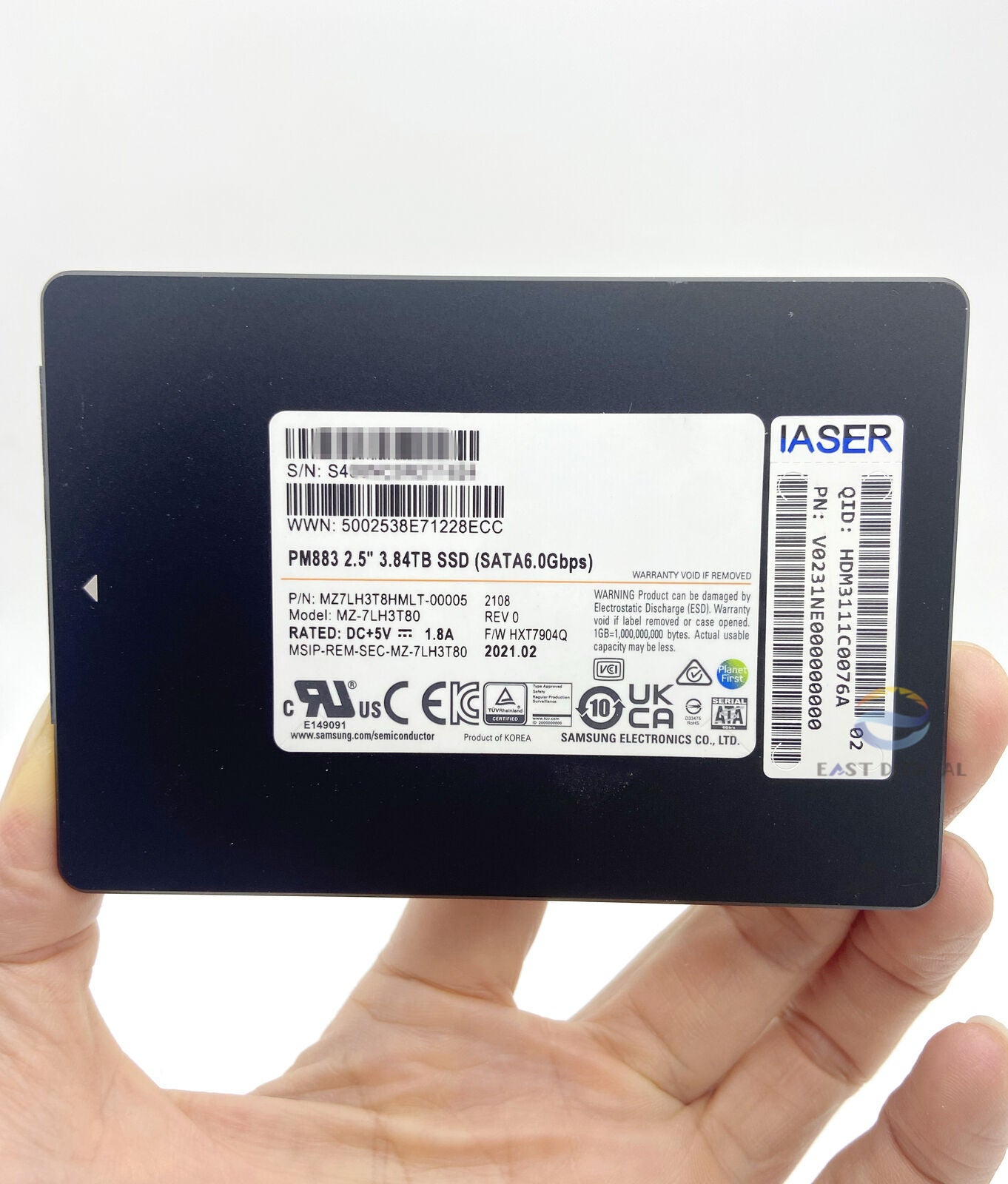 Samsung MZ-7LH3T80 PM883 3.84TB 2.5'' SATA MZ7LH3T8HMLT-00005 6.0Gbps Solid state drive