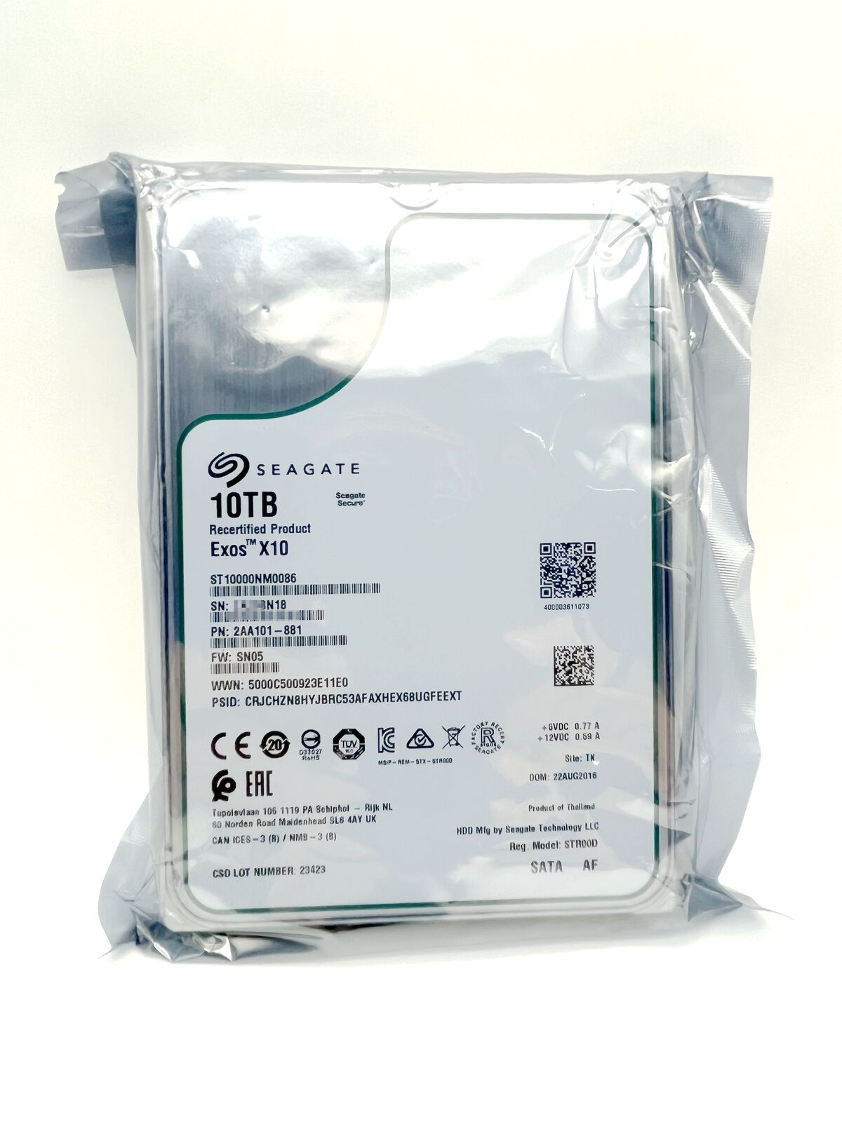 ST10000NM0086 Seagate Exos 10TB 3.5 X10 256M Enterprise Internal SATA Hard Drive