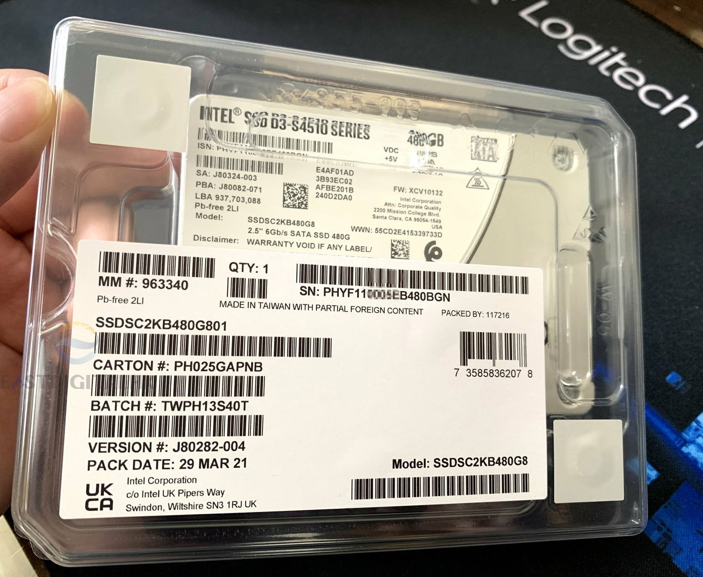 Intel SSDSC2KB480G801 D3-S4510 Series 480GB 2.5 6Gb/s SATA SSD 3D2 TLC New