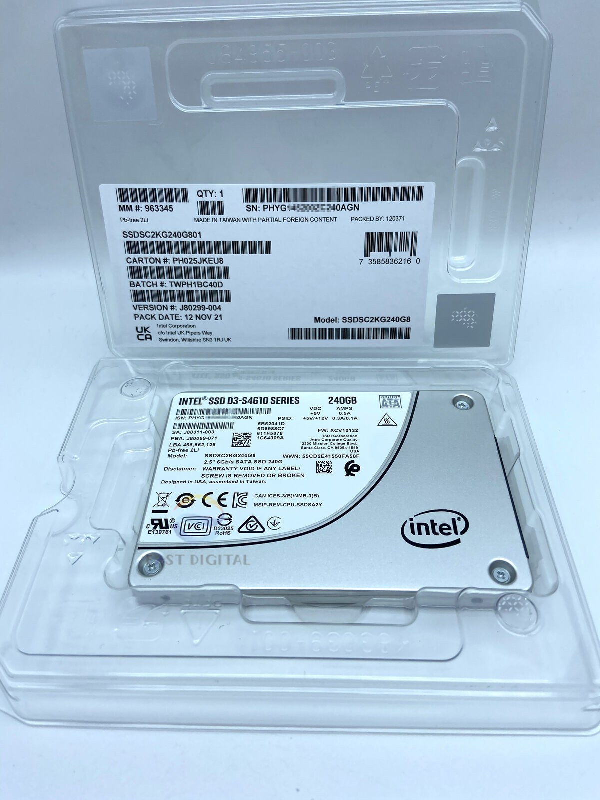 Intel SSDSC2KG240G801 D3-S4610 Series 240GB 2.5'' TLC 3D2 7mm SATA 6Gb/s SSD New