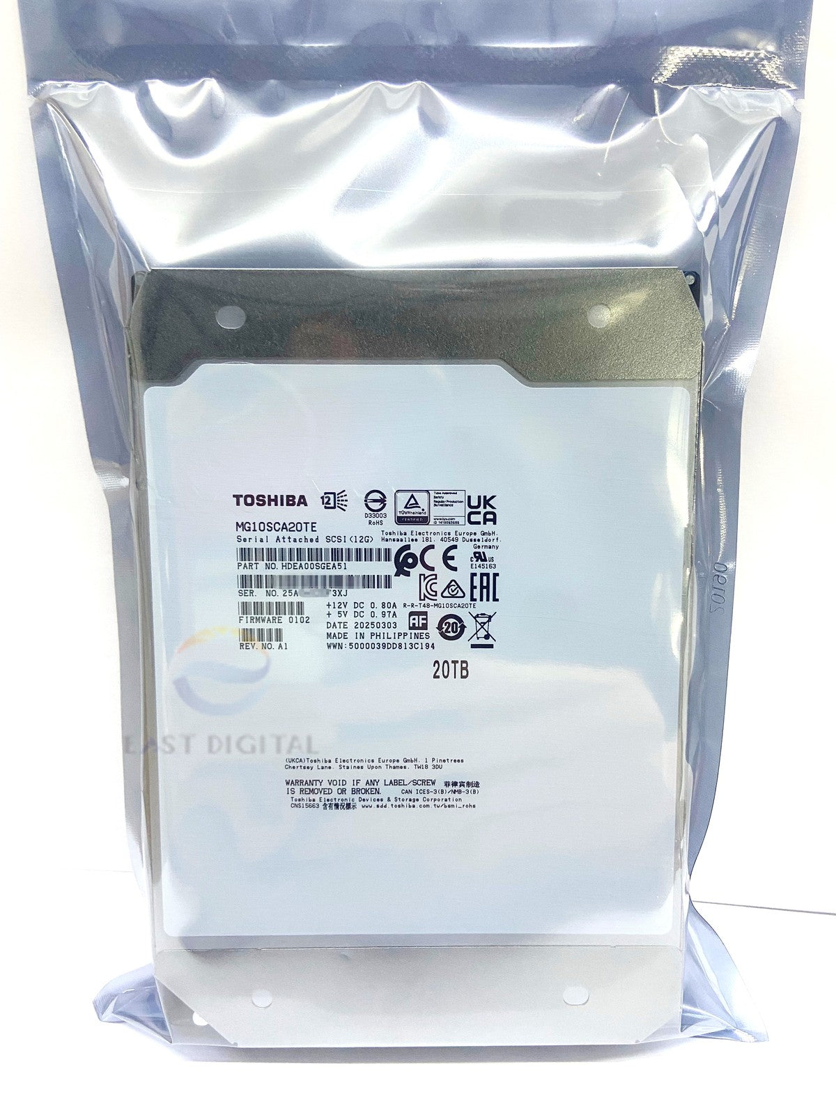MG10SCA20TE Toshiba 20TB SAS 3.0 7200RPM 3.5" 12Gb/s 512e Internal Hard Drive