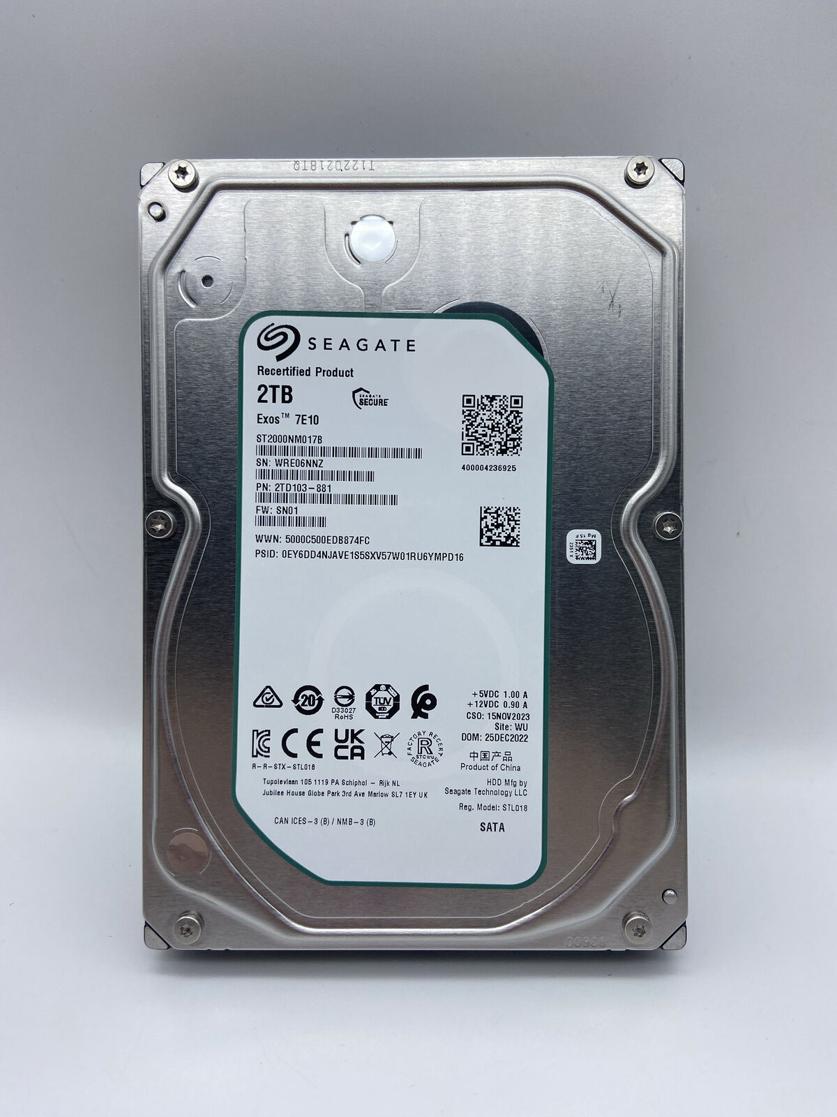 Seagate Exos 7E10 ST2000NM017B 2 TB SATA 6Gb/s 3.5" 7200 RPM Hard Drive