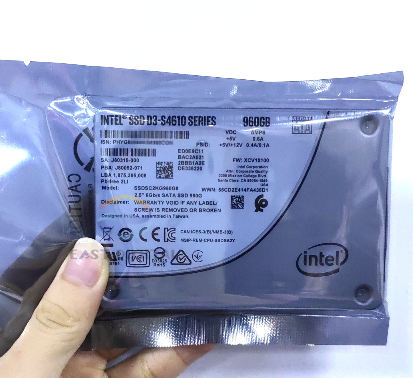 Intel SSDSC2KG960G801 D3-S4610 Series 960GB 2.5'' TLC 3D2 7mm SATA 6Gb/s SSD New