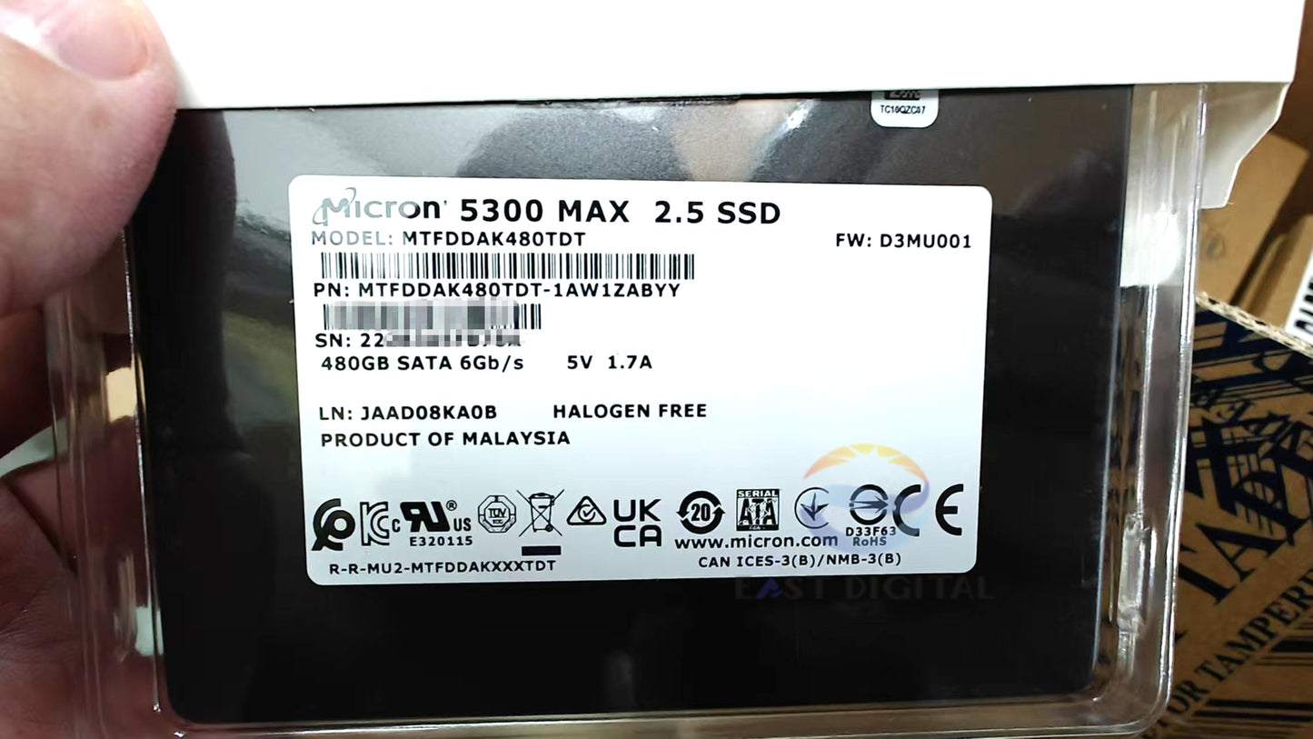 Micron 5300 MAX MTFDDAK480TDT 480GB 6Gbs 1AW1ZABYY SATA 2.5in Solid State Drive