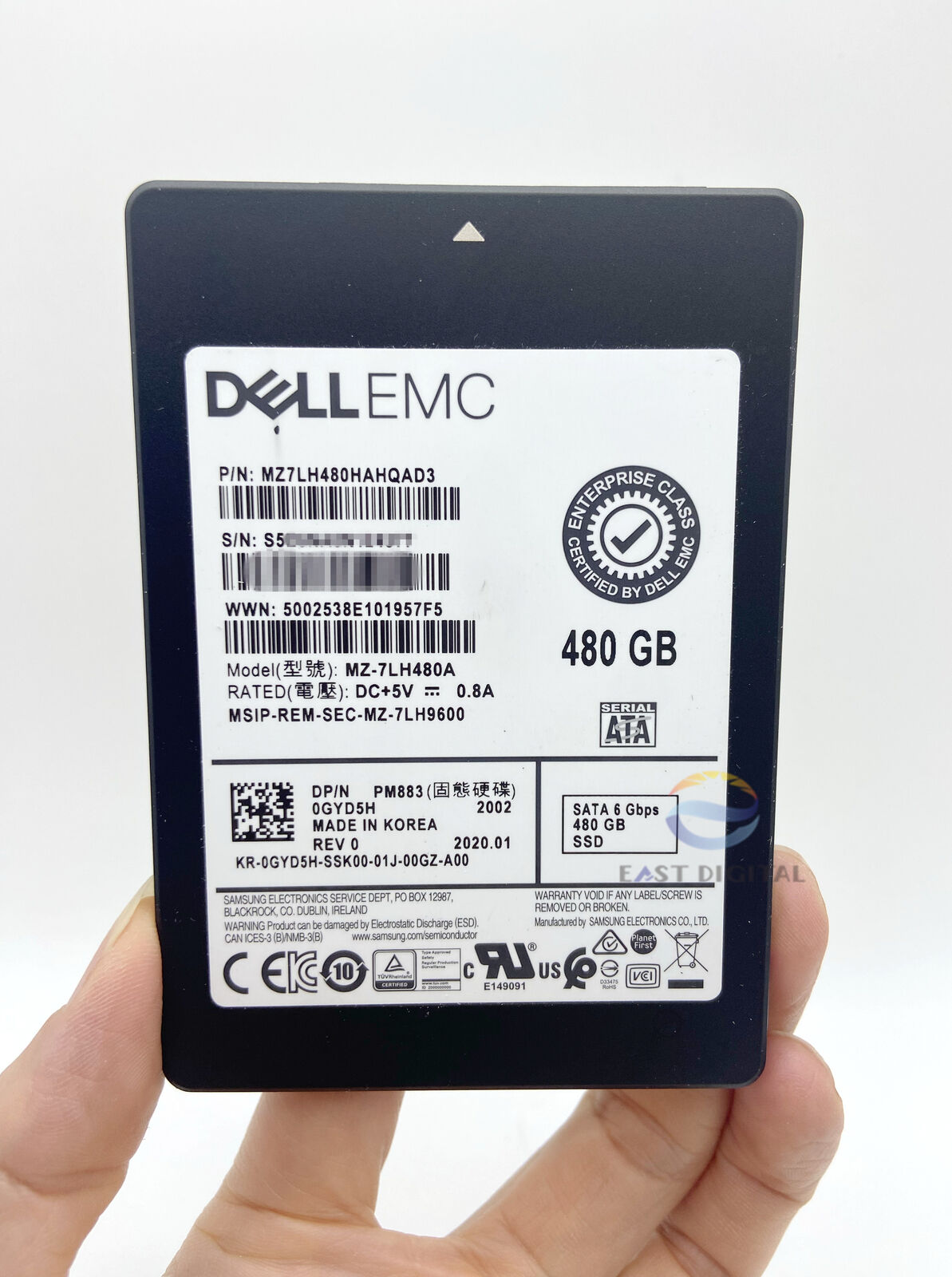 0GYD5H Dell MZ-7LH480A PM883 480GB SATA 6.0Gbps Read Intensive Solid State Drive