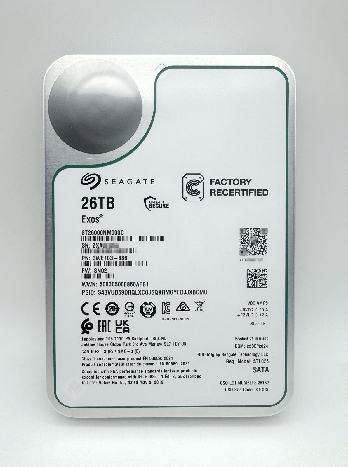 ST26000NM000C Seagate Exos 26TB 3.5" SATA 7200RPM 256MB Enterprise Hard Drive