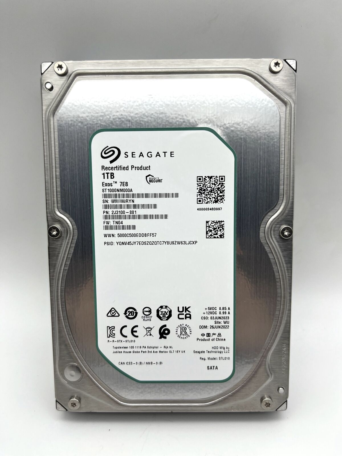 Seagate ST1000NM000A Exos 7E8 1TB 3.5" SATA 2J3100 6Gb/s 7200RPM Hard Drive