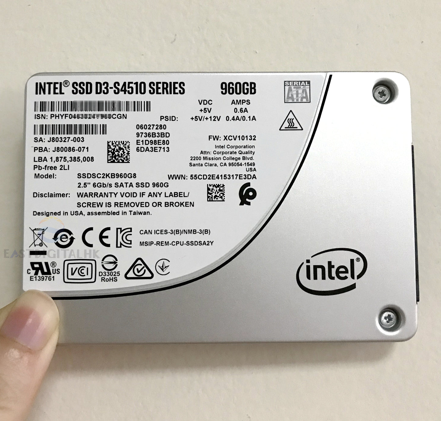 Intel SSDSC2KB960G801 D3 S4510 Series 960GB 2.5 6Gb/s SATA SSD 3D2 TLC New