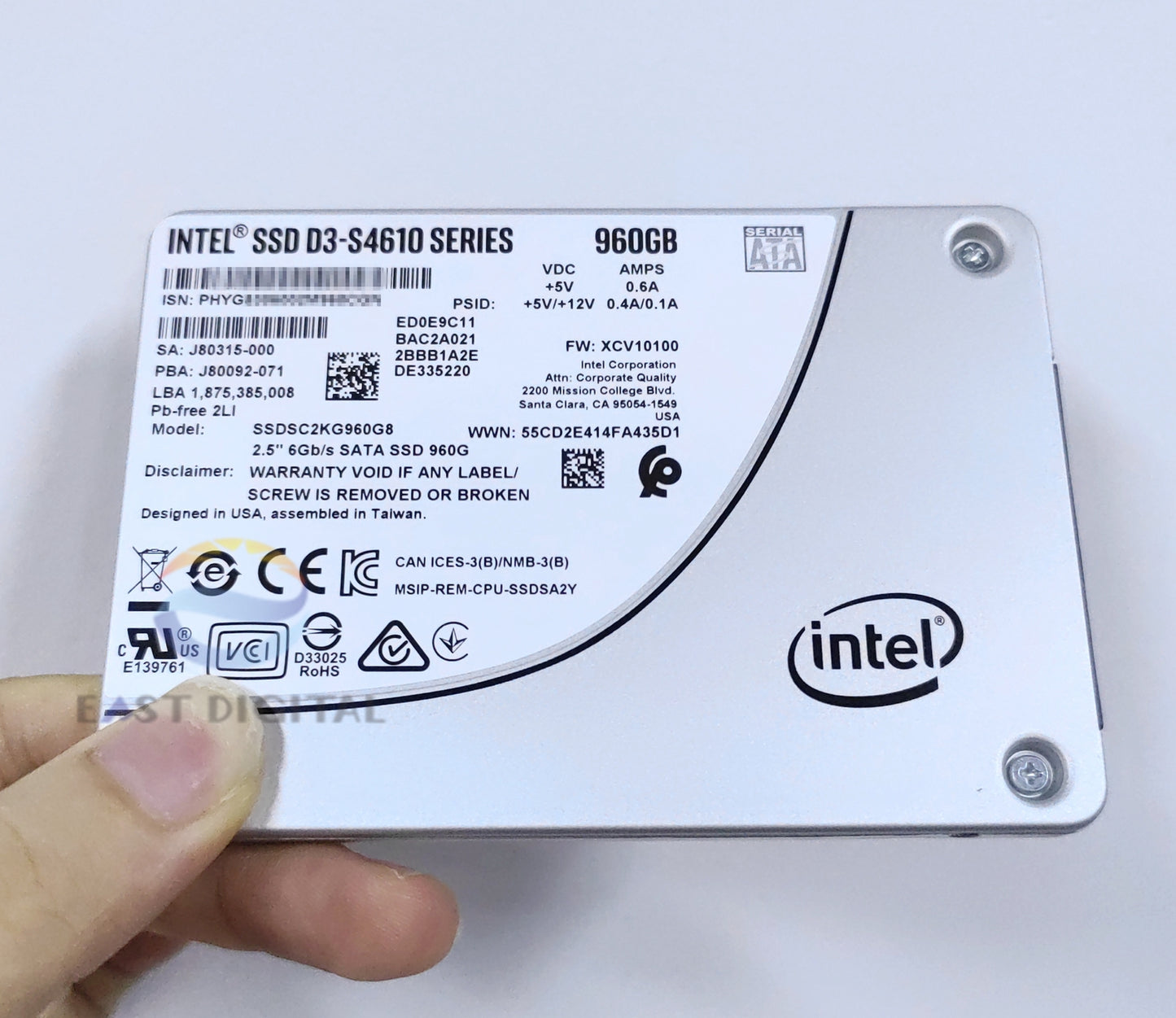 Intel SSDSC2KG960G801 D3-S4610 Series 960GB 2.5'' TLC 3D2 7mm SATA 6Gb/s SSD New
