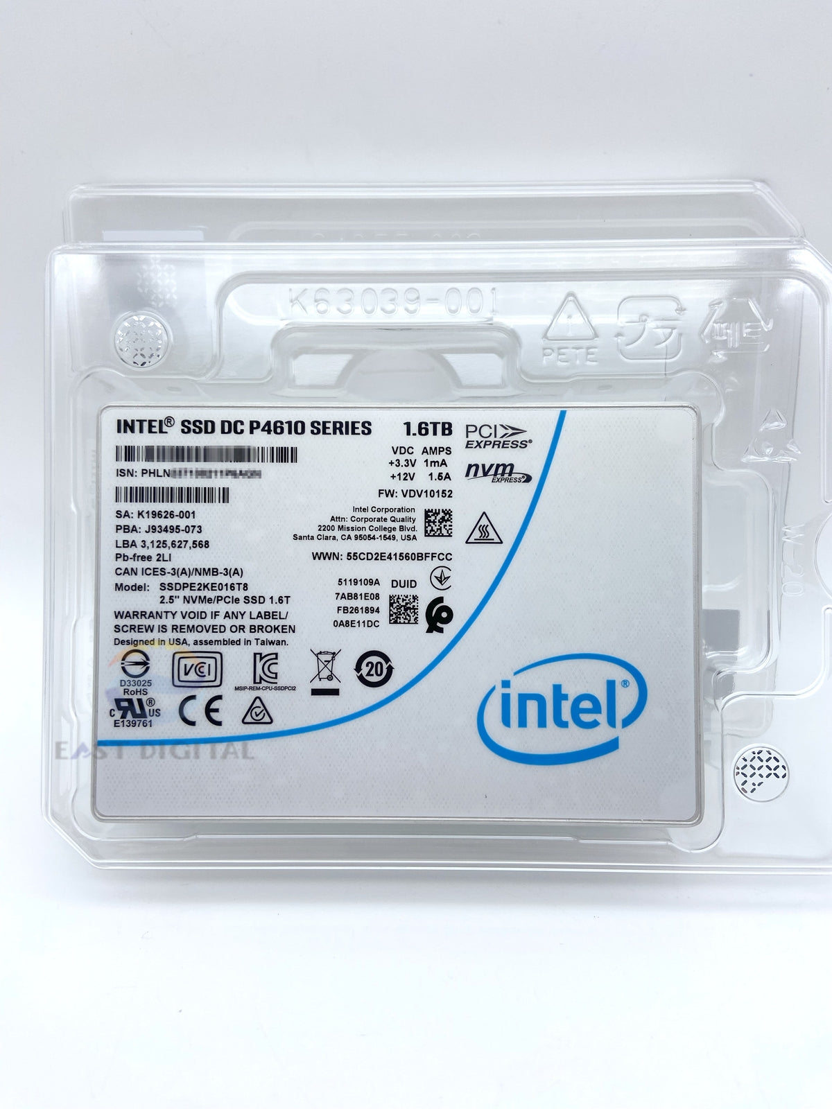 SSDPE2KE016T8 Intel DC P4610 Series 1.6TB 2.5" PCIe NVMe U.2 Solid State Drive