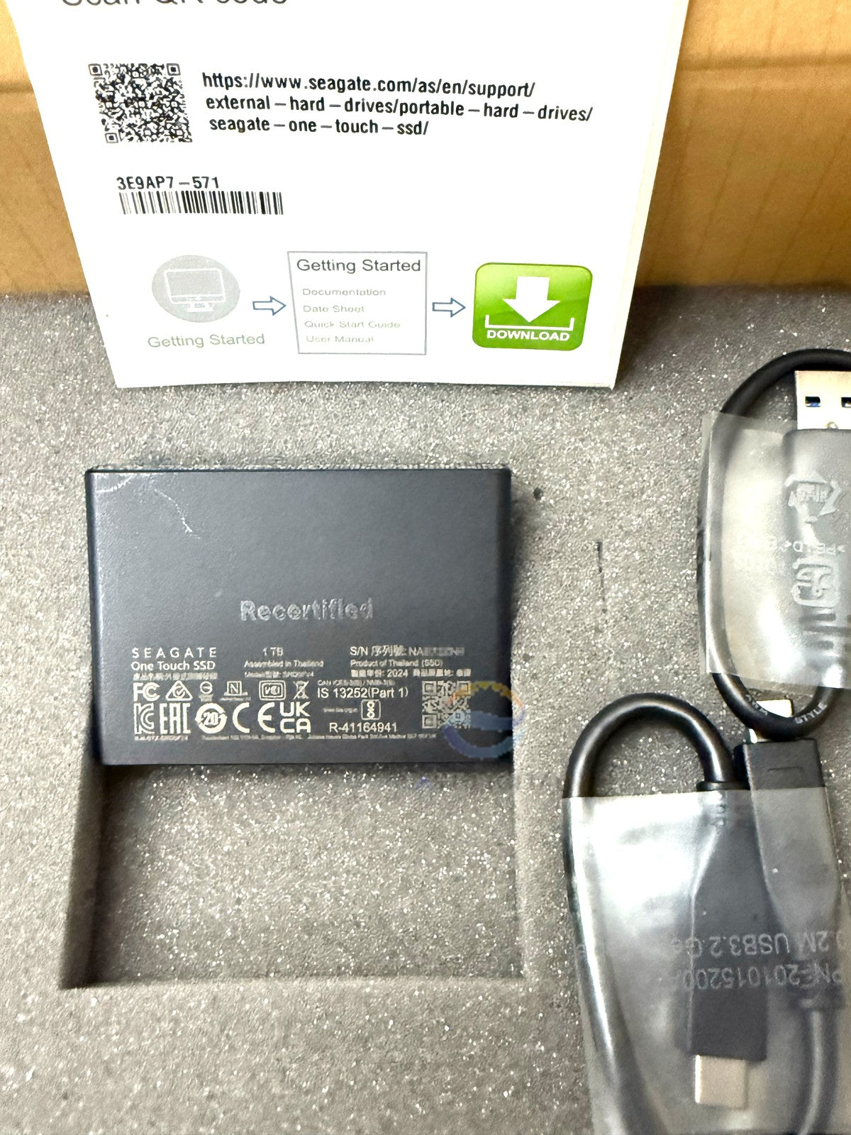 Seagate STKG1000400 One Touch 1TB External SSD USB 3.0 Type-C Black 1030Mb/s