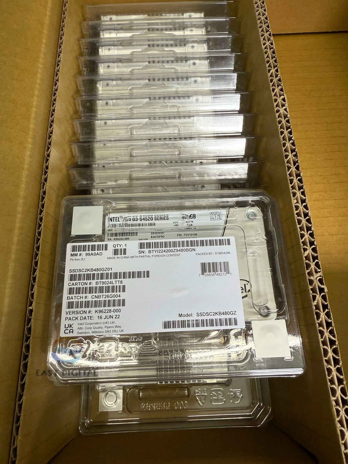 Intel SSD S4520 SSDSC2KB480GZ 480GB 2.5" SATA3 6Gb/s Solid State Drive New