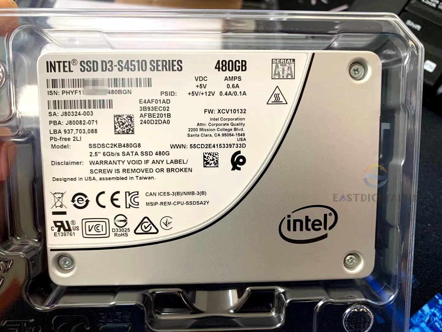 Intel SSDSC2KB480G801 D3-S4510 Series 480GB 2.5 6Gb/s SATA SSD 3D2 TLC New