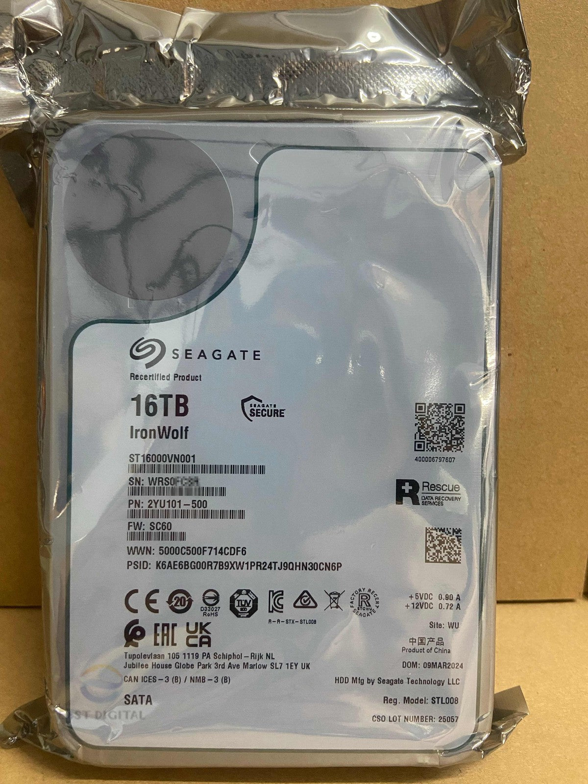 ST16000VN001 Seagate Ironwolf 16TB SATA 3.5 256M Enterprise Hard Drive