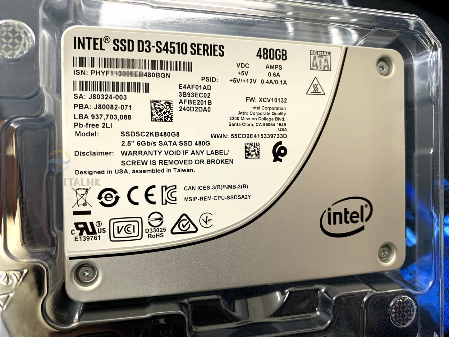 Intel SSDSC2KB480G801 D3-S4510 Series 480GB 2.5 6Gb/s SATA SSD 3D2 TLC New