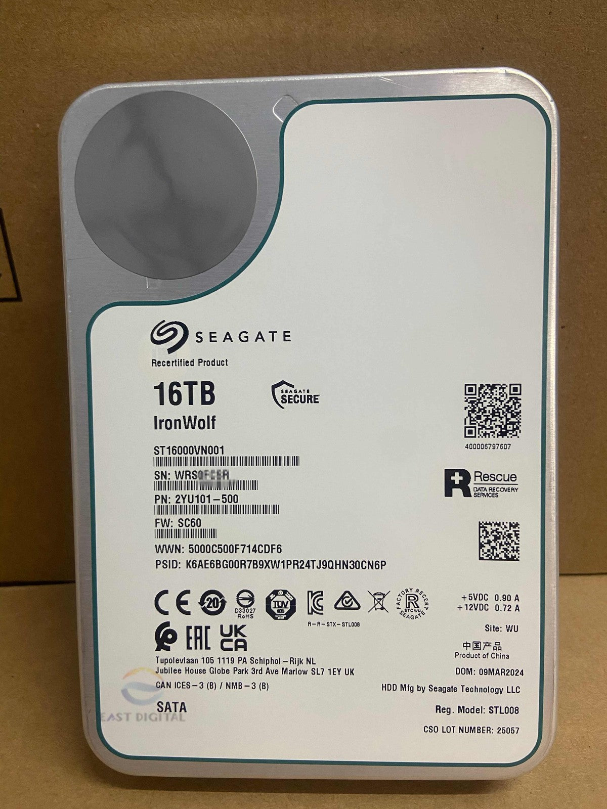 ST16000VN001 Seagate Ironwolf 16TB SATA 3.5 256M Enterprise Hard Drive