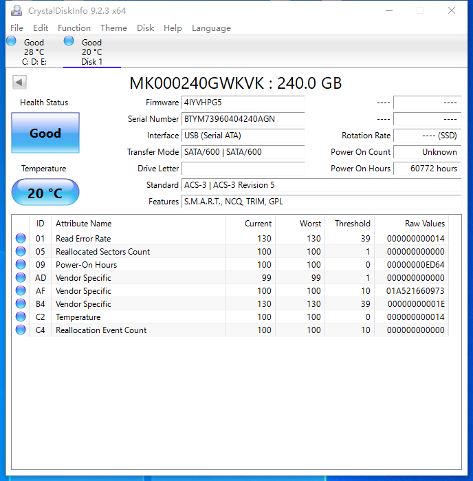Intel HPE MK000240GWKVK DC S4600 240GB SATA 6Gbs 2.5" SSDSC2KG240G7P SSD 882219