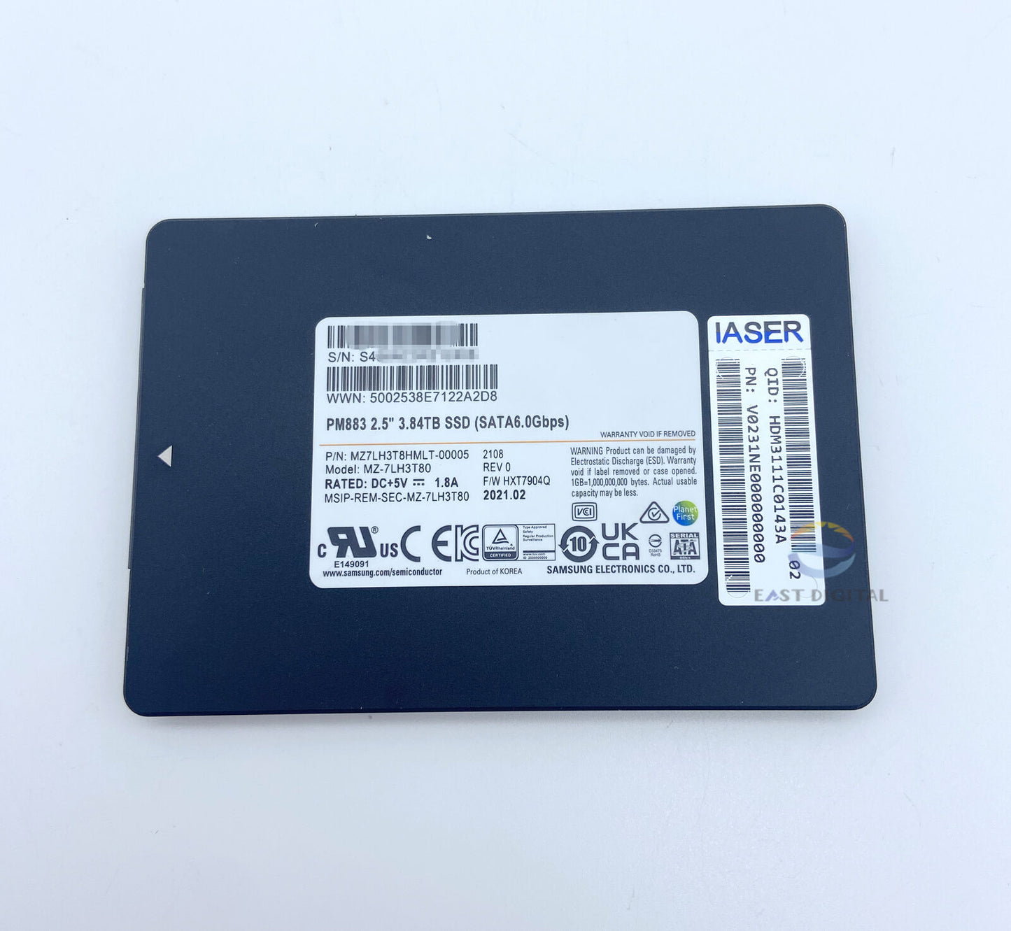 Samsung MZ-7LH3T80 PM883 3.84TB 2.5'' SATA MZ7LH3T8HMLT-00005 6.0Gbps Solid state drive