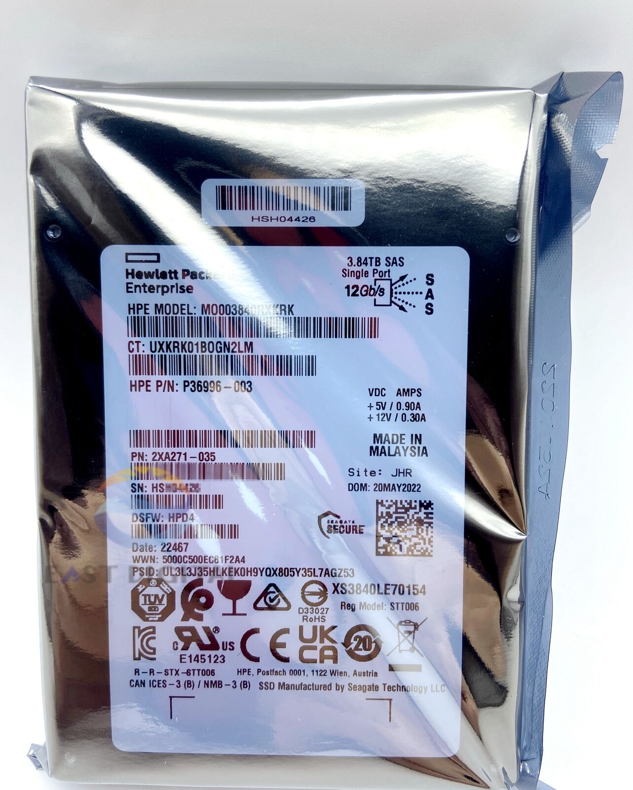 3.84TB HPE M0003840RXKRK 2.5' SAS P36996-003 XS3840LE70154 2XA271 12Gb/s SSD New
