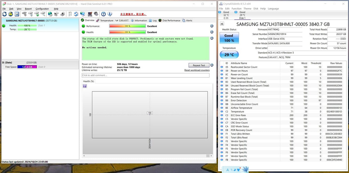 Samsung MZ-7LH3T80 PM883 3.84TB 2.5'' SATA MZ7LH3T8HMLT-00005 6.0Gbps Solid state drive