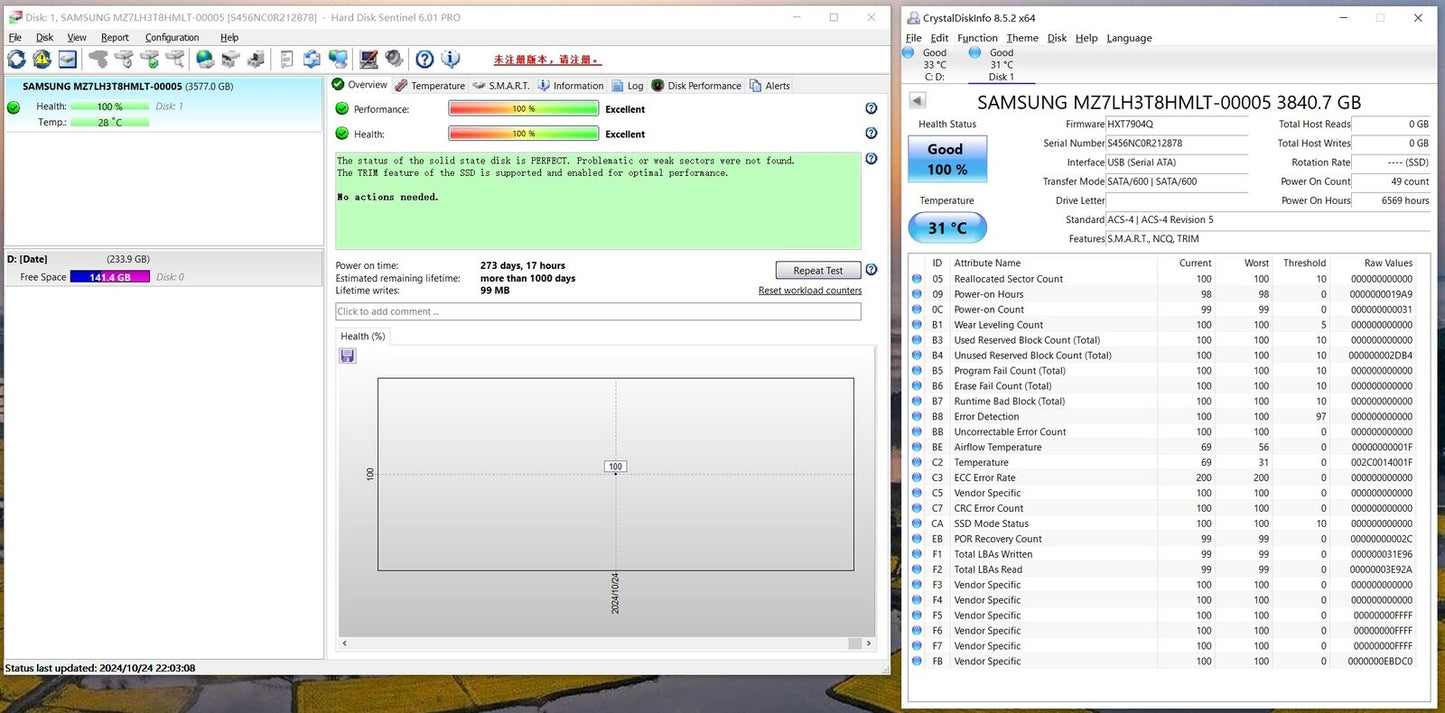 Samsung MZ-7LH3T80 PM883 3.84TB 2.5'' SATA MZ7LH3T8HMLT-00005 6.0Gbps Solid state drive