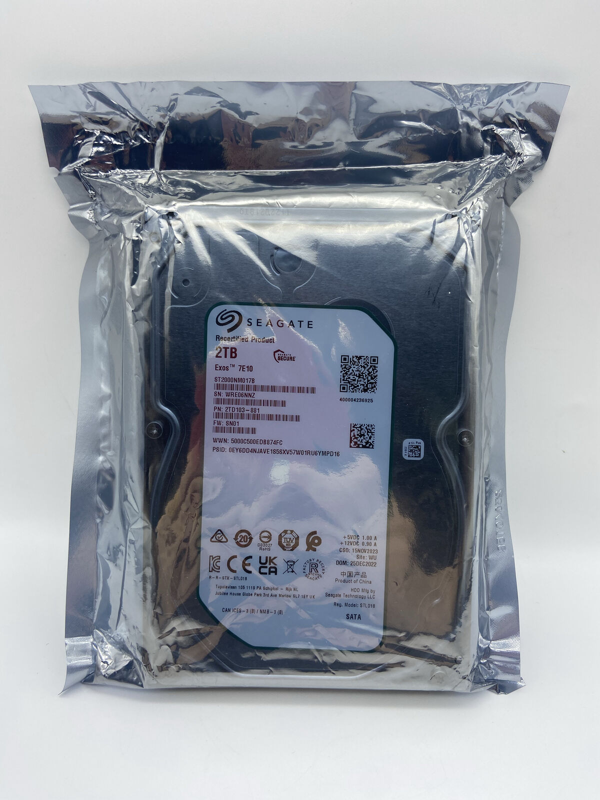 Seagate Exos 7E10 ST2000NM017B 2 TB SATA 6Gb/s 3.5" 7200 RPM Hard Drive