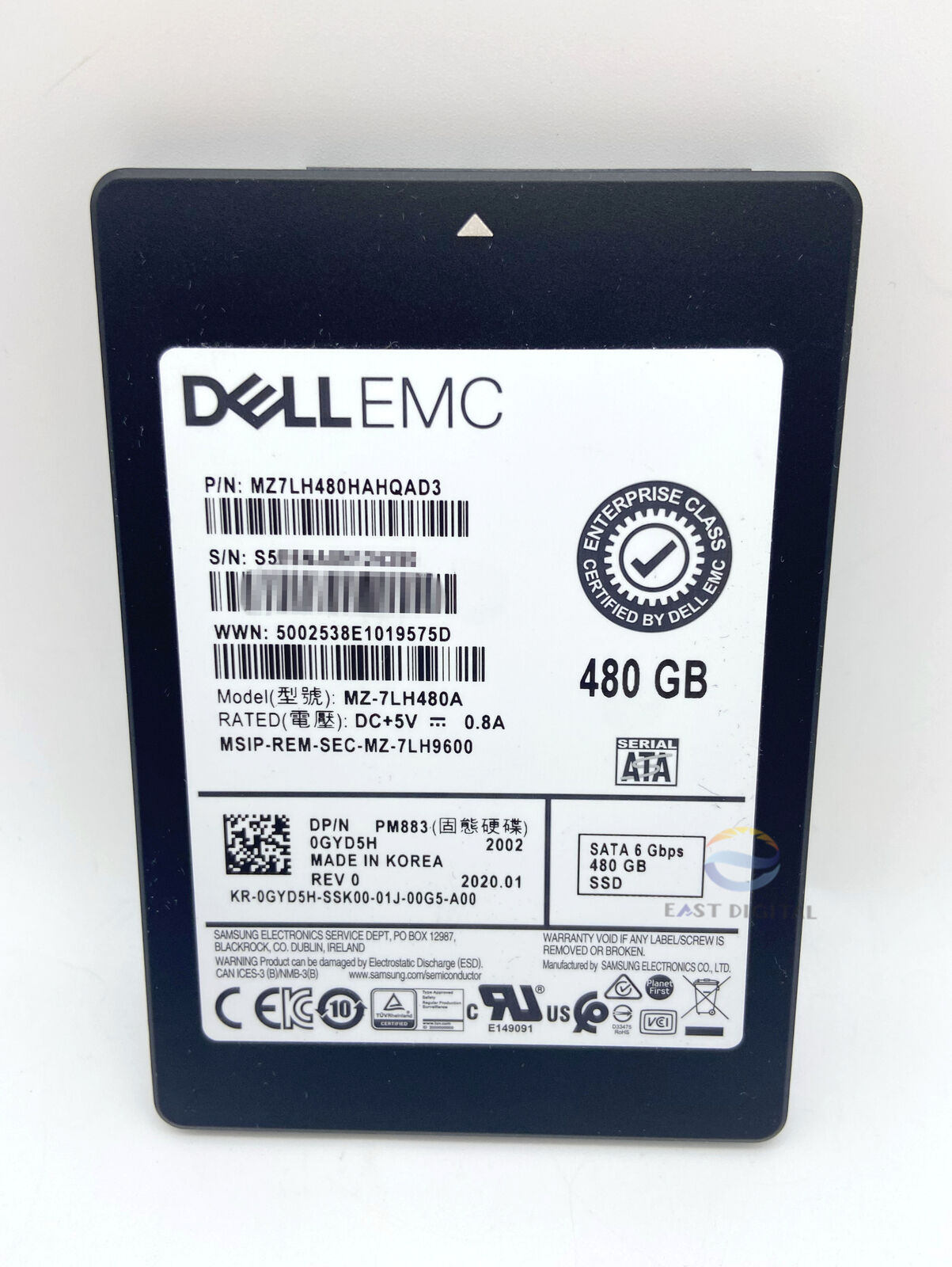0GYD5H Dell MZ-7LH480A PM883 480GB SATA 6.0Gbps Read Intensive Solid State Drive
