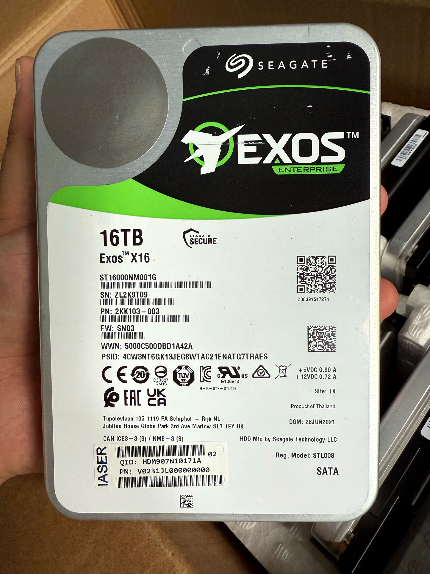 Seagate 16TB ST16000NM001G Exos X16 512e 6Gb 3.5 SATA  Enterprise Hard Drive