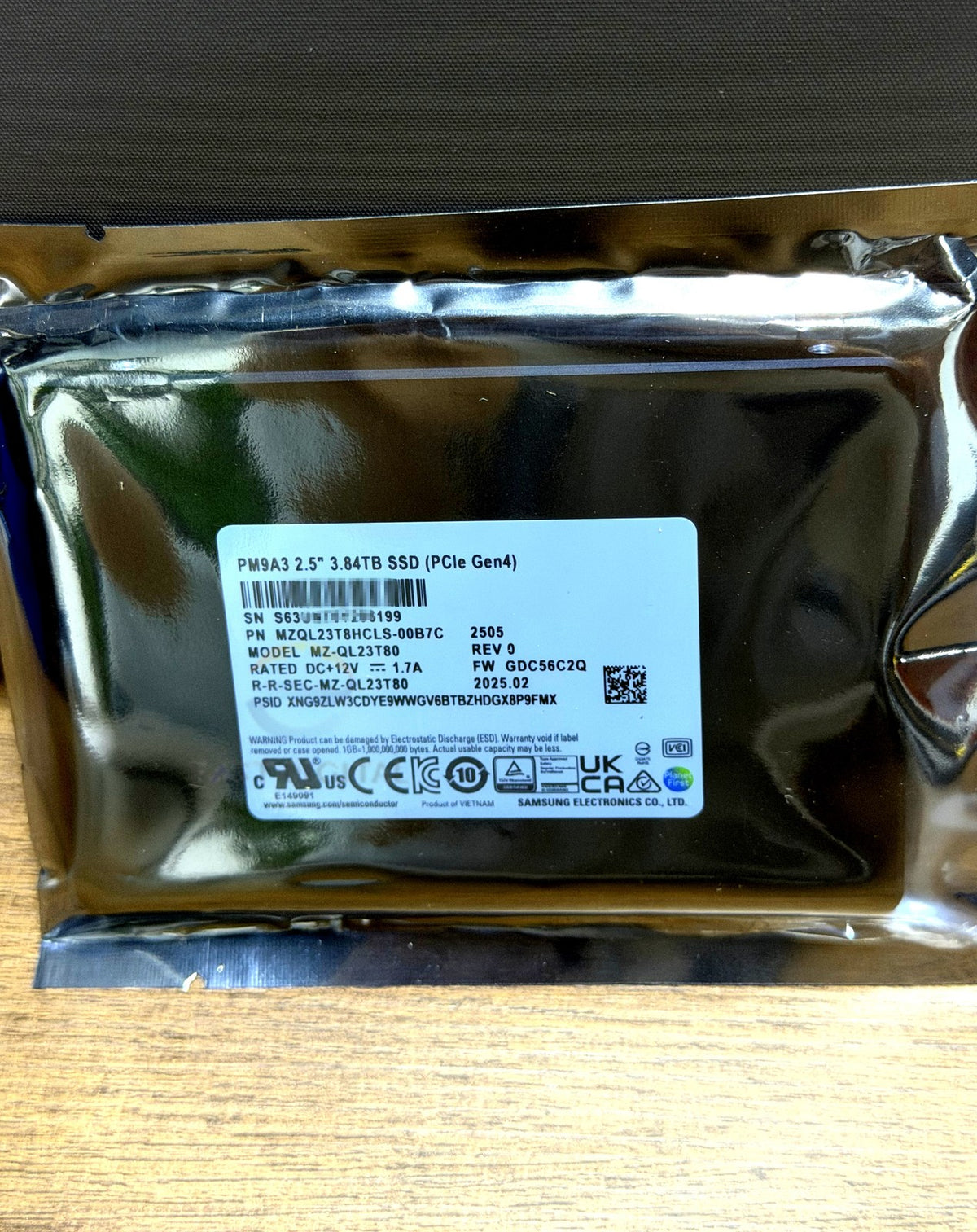 Samsung MZ-QL23T80 PM9A3 3.84TB 2.5'' U.2 PCIe Gen4 NVMe Enterprise SSD New