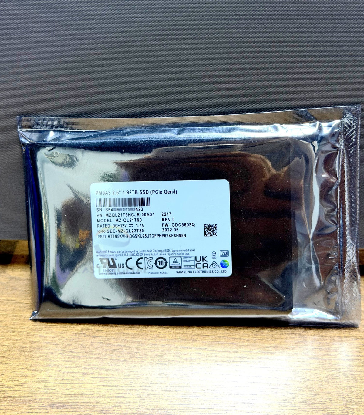Samsung MZ-QL21T90 PM9A3 1.92TB 2.5'' U.2 PCIe Gen4 NVMe Enterprise SSD New