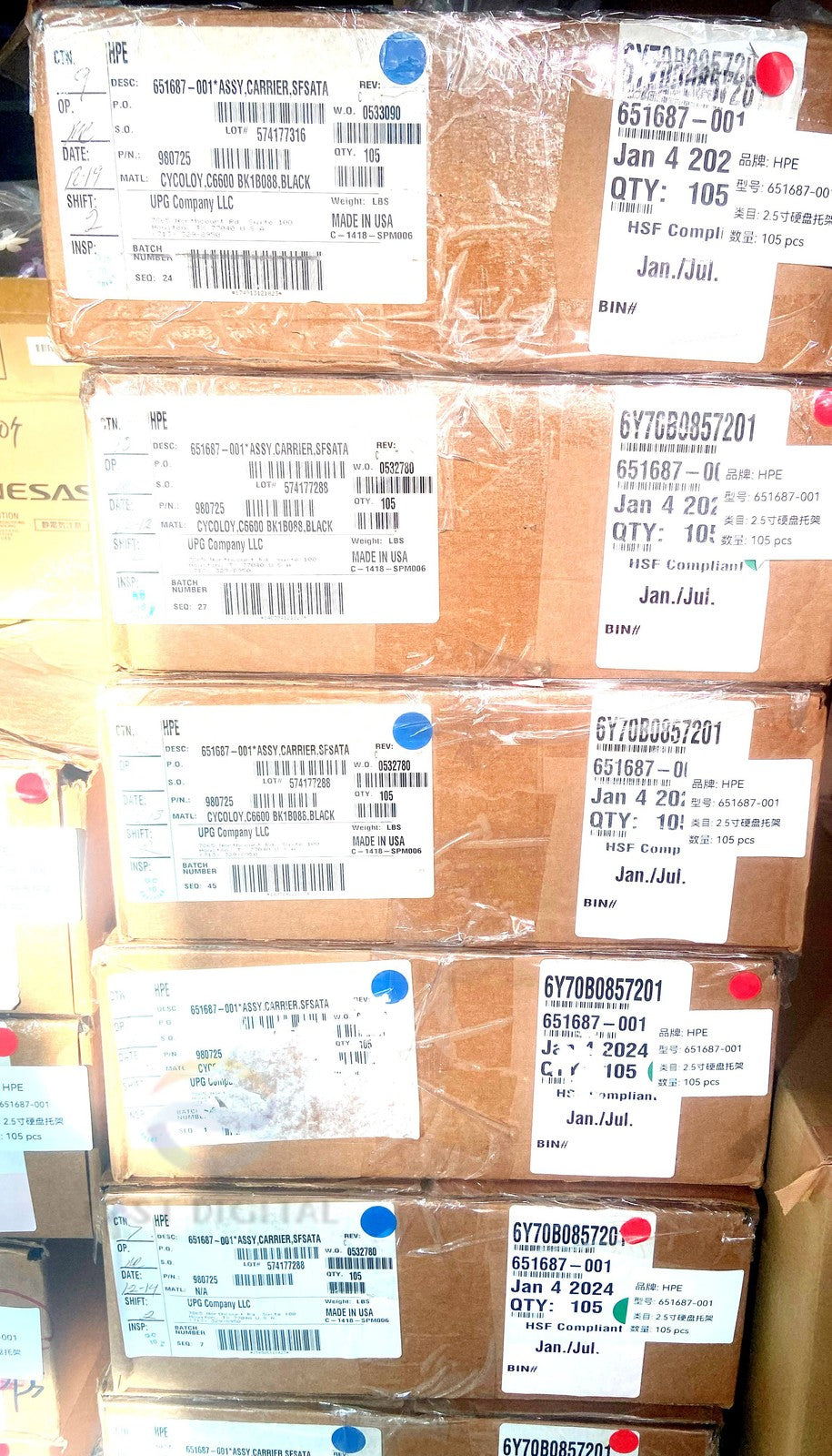 Lot 10 651687-001 HPE 2.5 SAS SATA HDD Tray Caddy Gen8/ 9/10 DL360 DL380 NEW