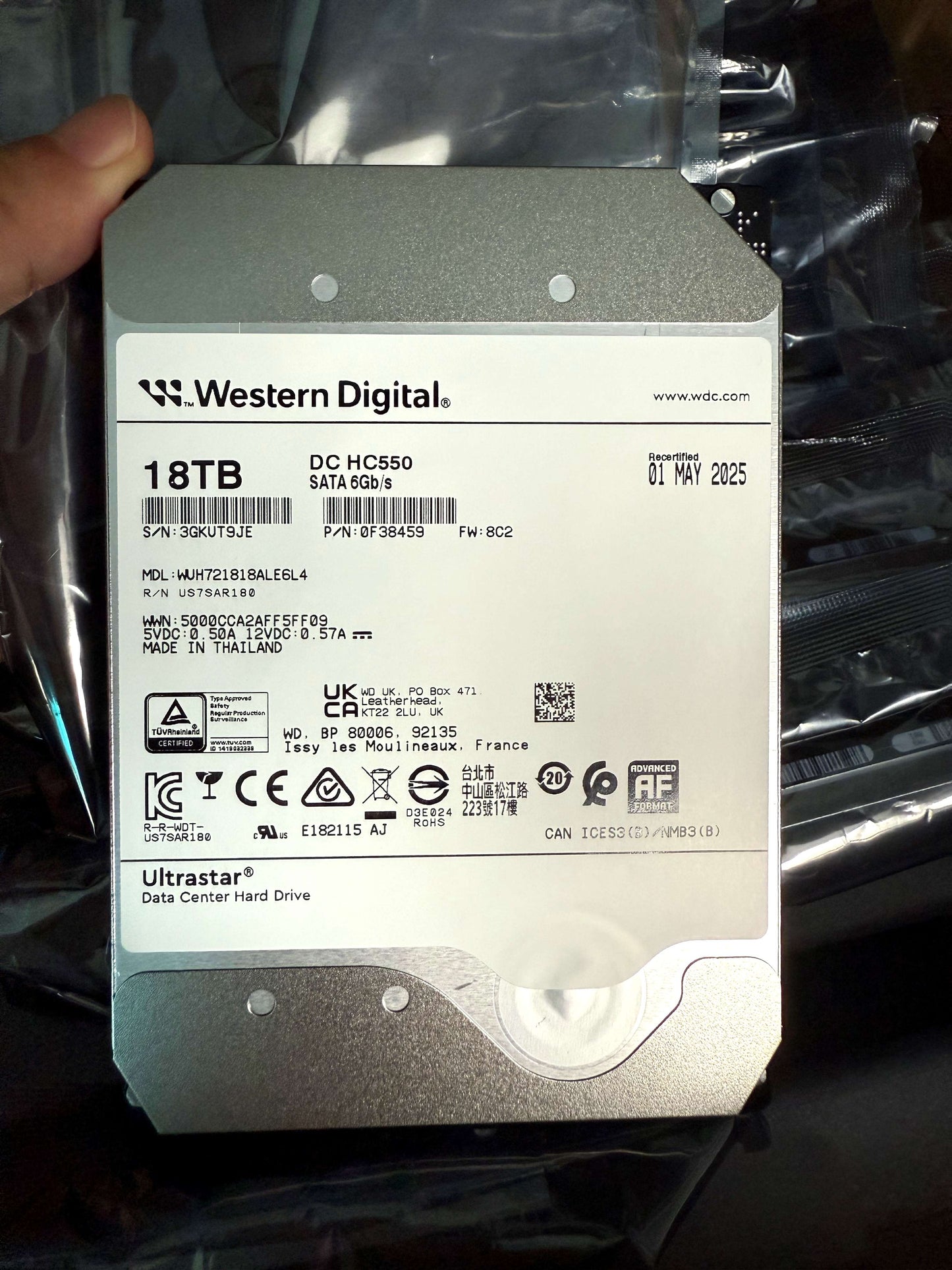 WD Ultrastar 18TB WUH721818ALE6L4 SATA DC HC550 3.5" Enterprise Hard Drive