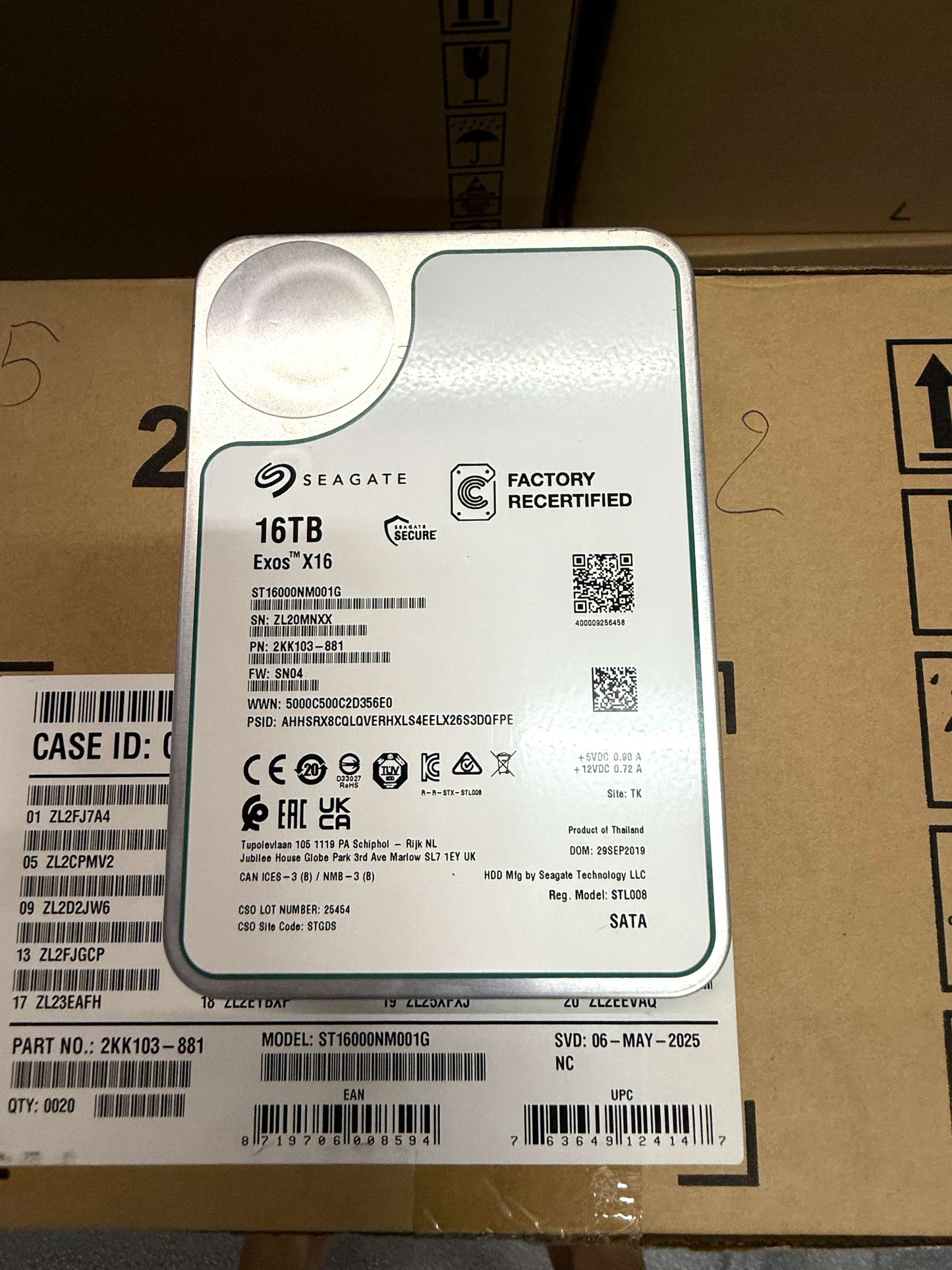 Seagate Exos 16TB ST16000NM001G 3.5 X16 256M Enterprise Internal SATA Hard Drive