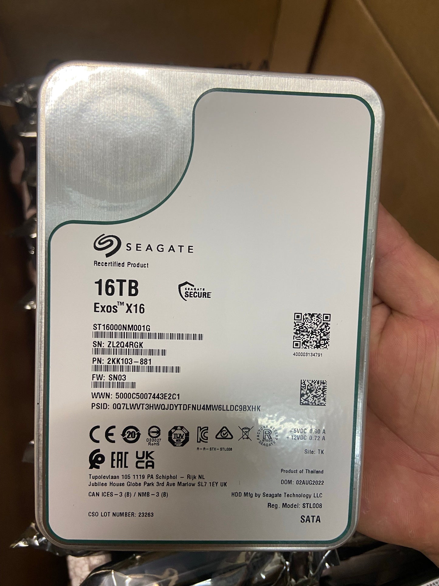 Seagate Exos 16TB ST16000NM001G 3.5 X16 256M Enterprise Internal SATA Hard Drive