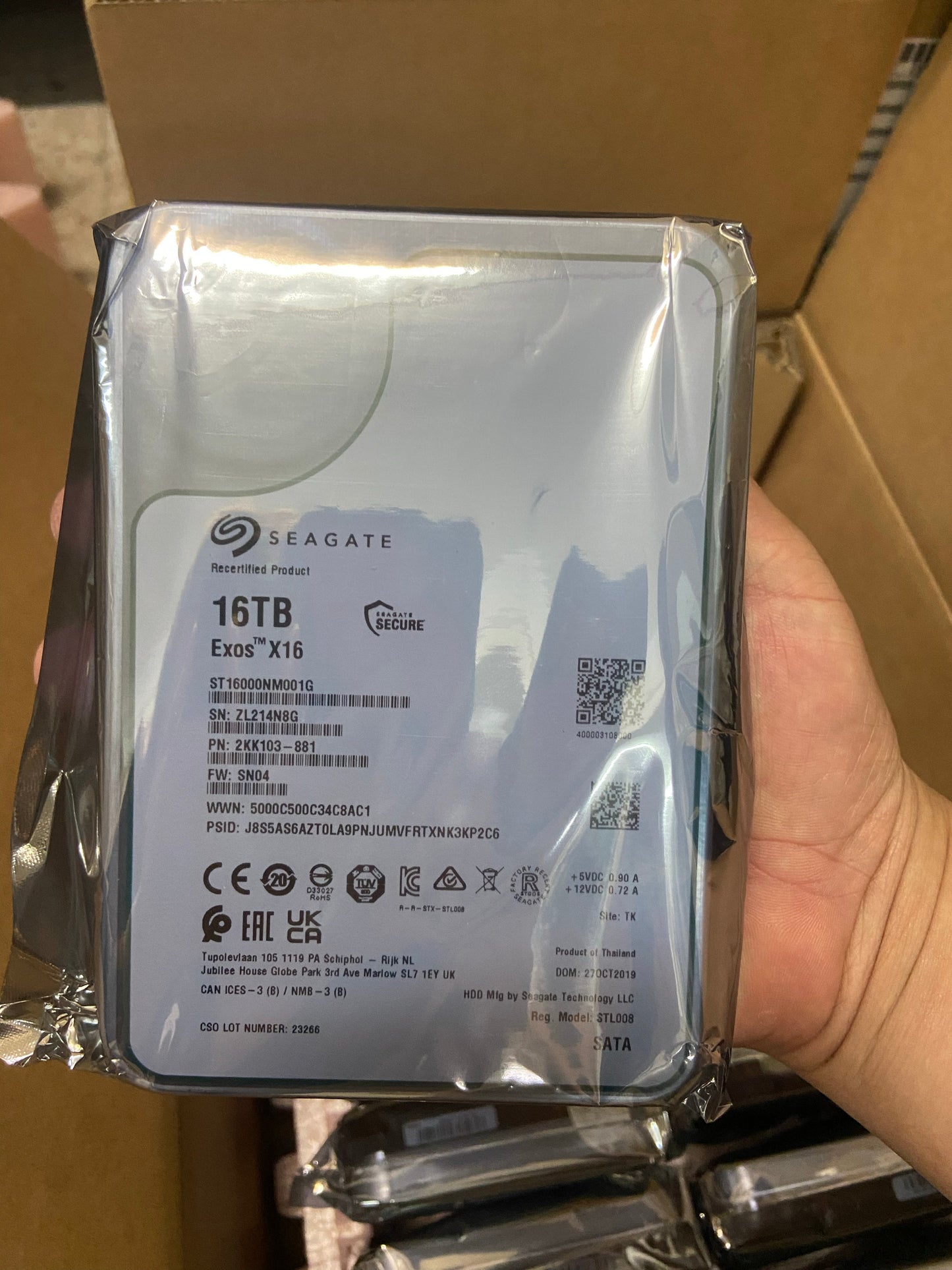 Seagate Exos 16TB ST16000NM001G 3.5 X16 256M Enterprise Internal SATA Hard Drive