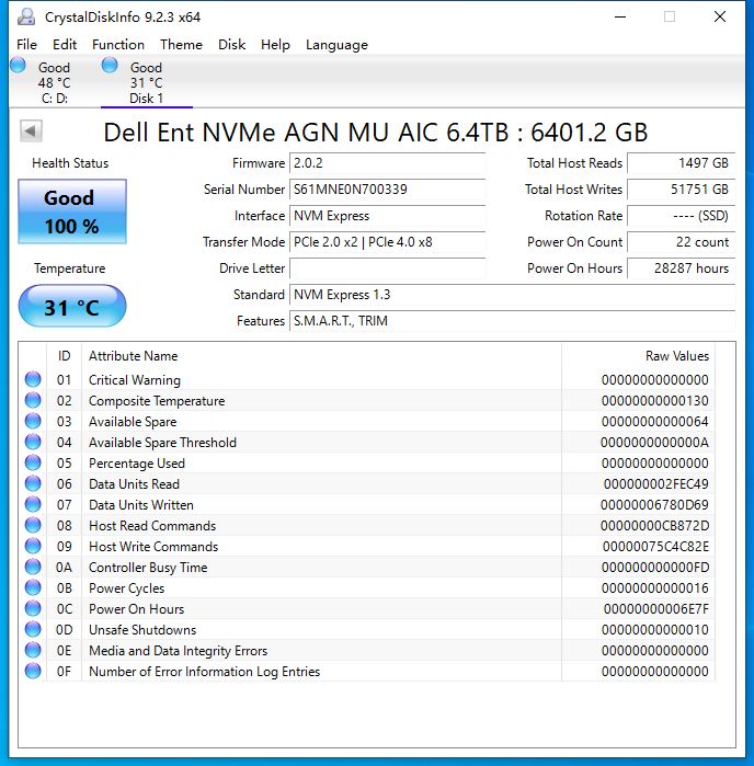 Samsung MZ-PLJ6T40 091FXC PM1735 6.4TB MZPLJ6T4HALA PCIE NVMe Solid State Drive