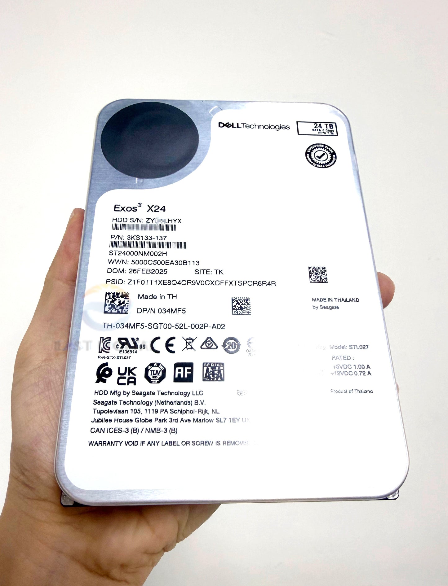 034MF5 34MF5 Dell Exos X24 ST24000NM002H 3.5'' 24TB SATA 7.2K 6Gbps Hard Drive