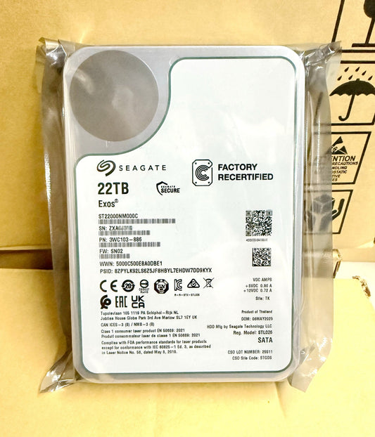 ST22000NM000C Seagate Exos 22TB 3.5" 512MB Internal CMR 7.2K 6Gb SATA Hard Drive