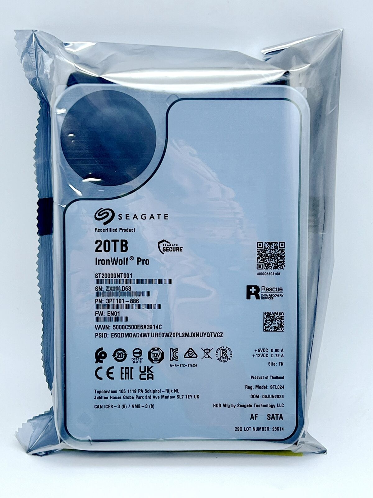 ST20000NT001 Seagate Ironwolf Pro 20TB 3.5 256M Enterprise NAS SATA Hard Drive