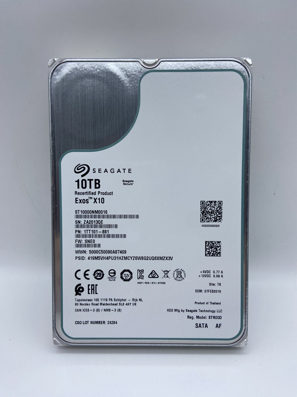 Seagate ST10000NM0016 Enterprise Exos 10TB 3.5'' SATA X10 7.2K 6Gb/s Hard Drive