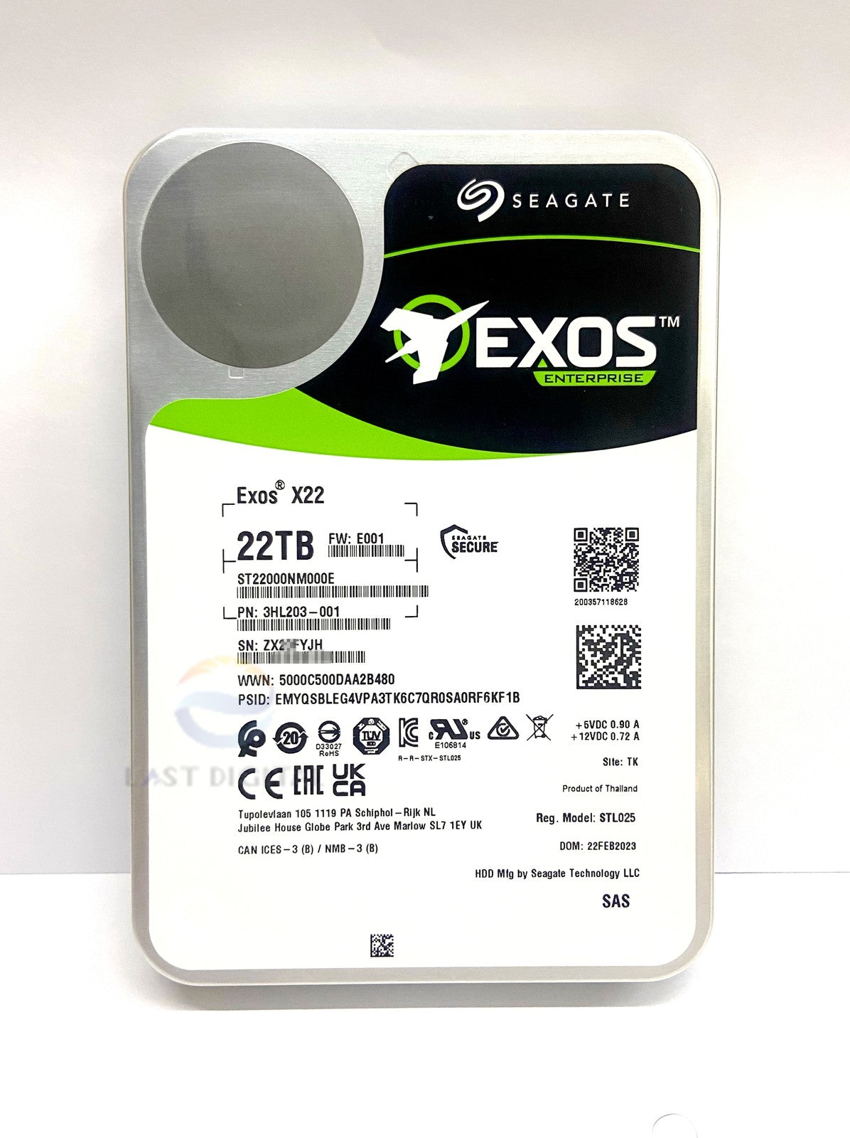 Seagate ST22000NM000E Exos X22 22TB SAS 3.5" 7200RPM 12Gb/s 512MB Hard Drive