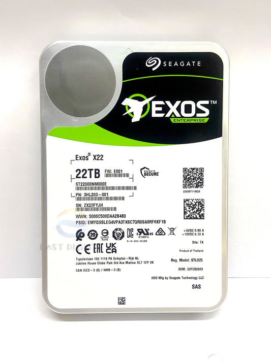 Seagate ST22000NM000E Exos X22 22TB SAS 3.5" 7200RPM 12Gb/s 512MB Hard Drive
