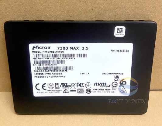 Micron 7300 MAX MTFDHBE1T6TDG 1.6TB Pcle U.2 NVMe Gen3 x4 1AW1ZABYY SATA SSD