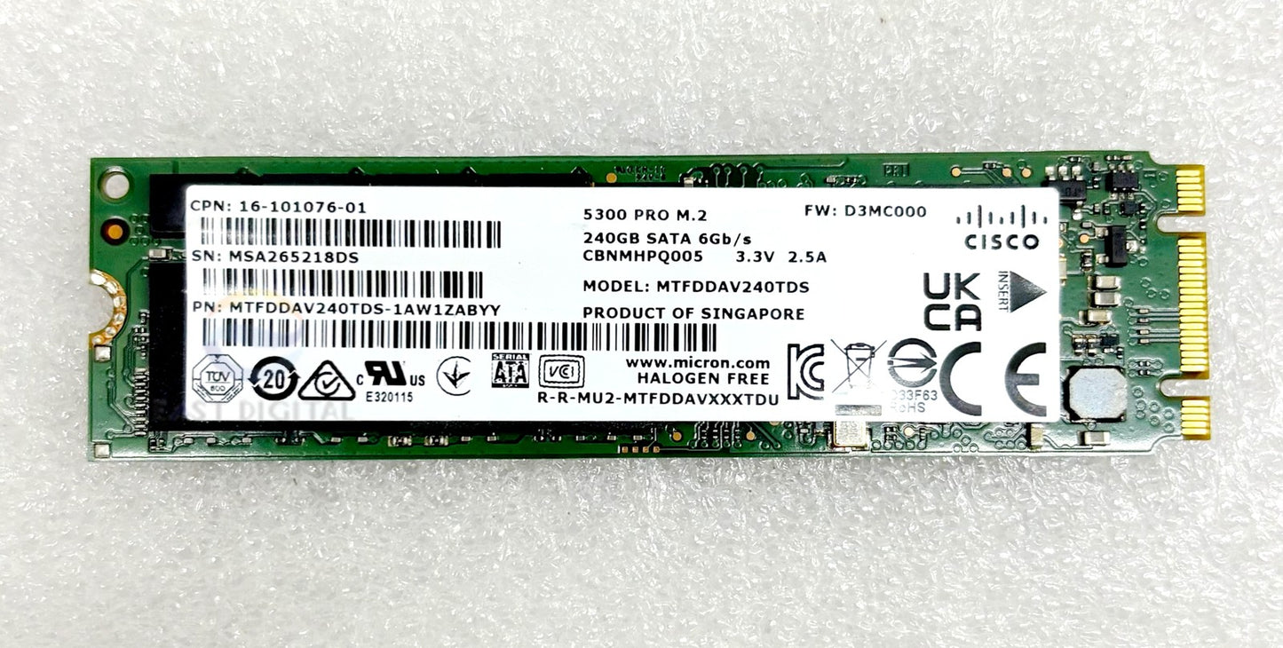 Micron MTFDDAV240TDS 5300 PRO 240GB 2.5" M.2 SATA 6Gbs Solid State Drive SSD