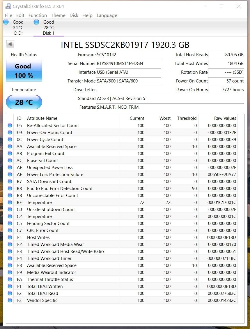 SSDSC2KB019T7 Intel S4500 Series 1.92TB 2.5'' 6Gb/s SATA Solid State Drive