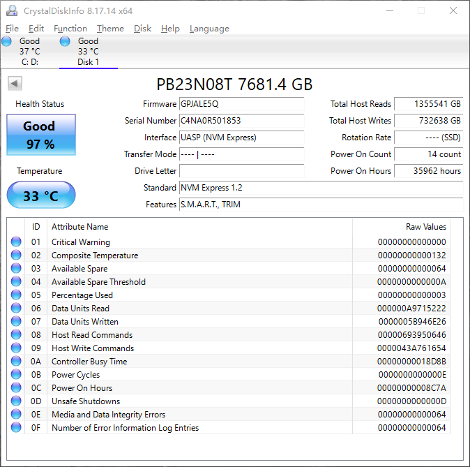 Samsung MZ-WLL7T6C PM1723b 7.68TB 2.5 NVMe U.2 MZWELL7T6HMLA-00AC3 SSD 118033281
