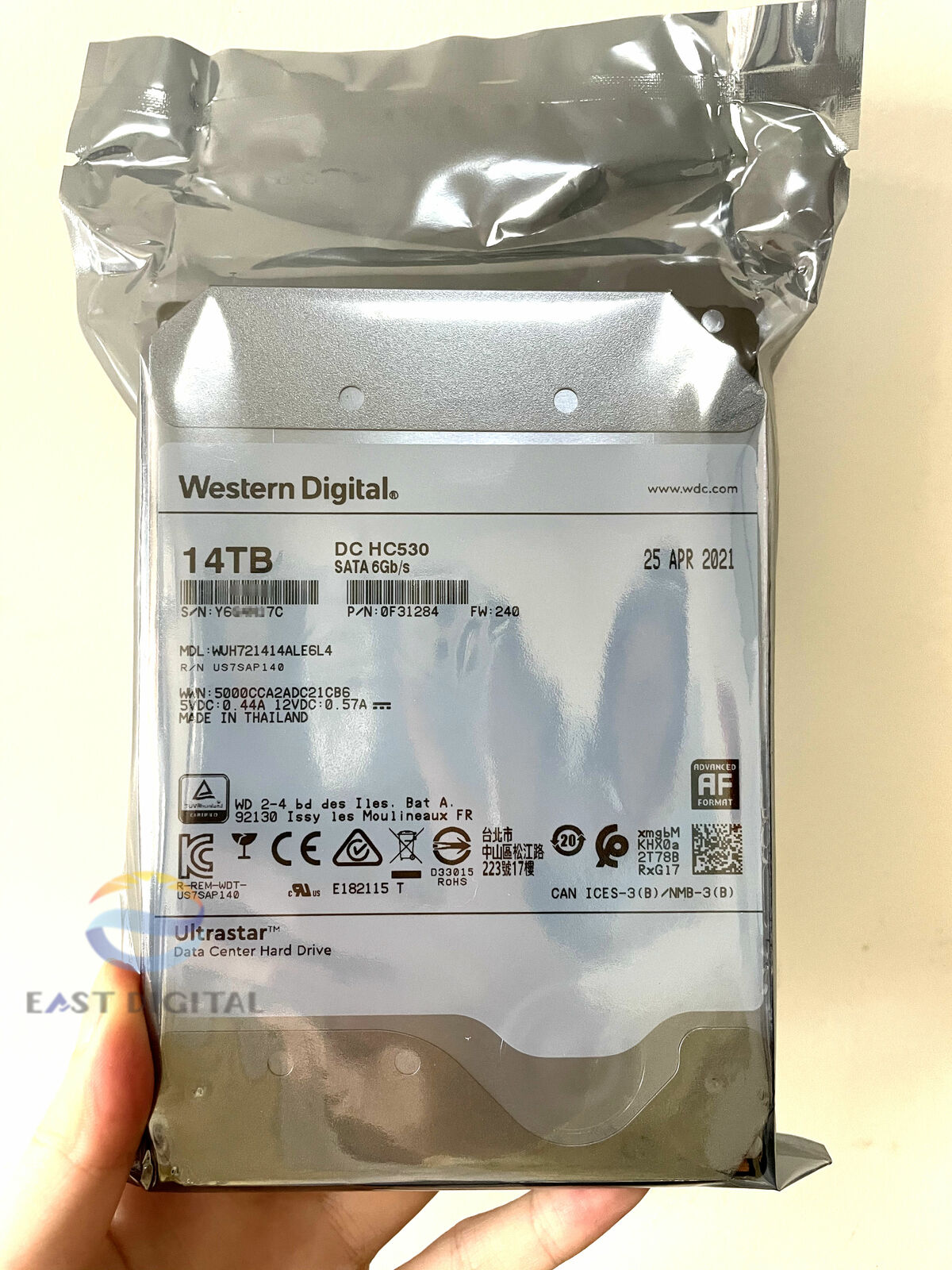 WD Ultrastar DC HC530 14TB SATA 6Gb/s 3.5" Enterprise HDD WUH721414ALE6L4 New